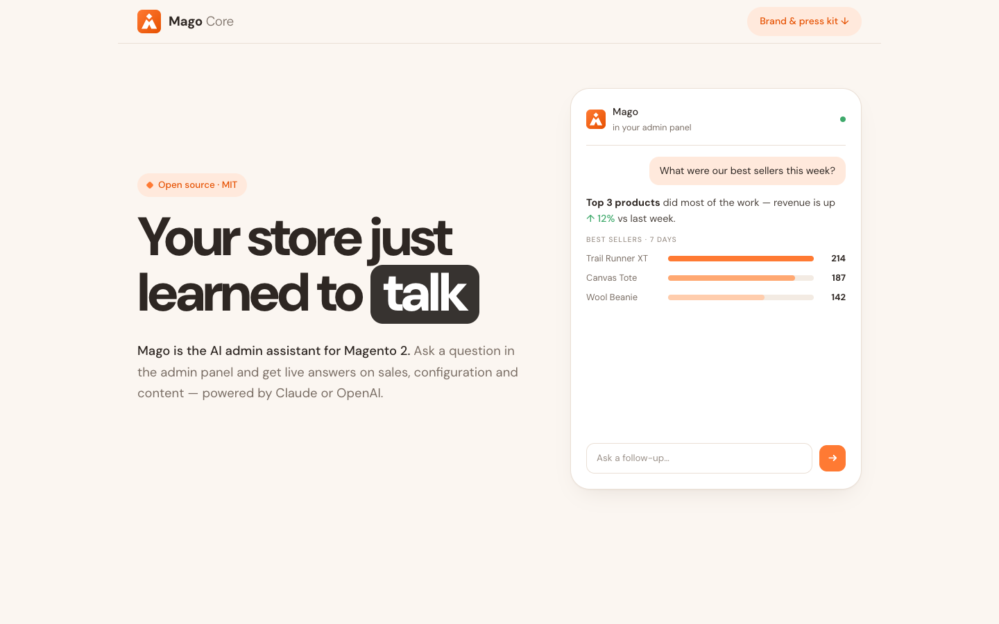 Mago homepage screenshot