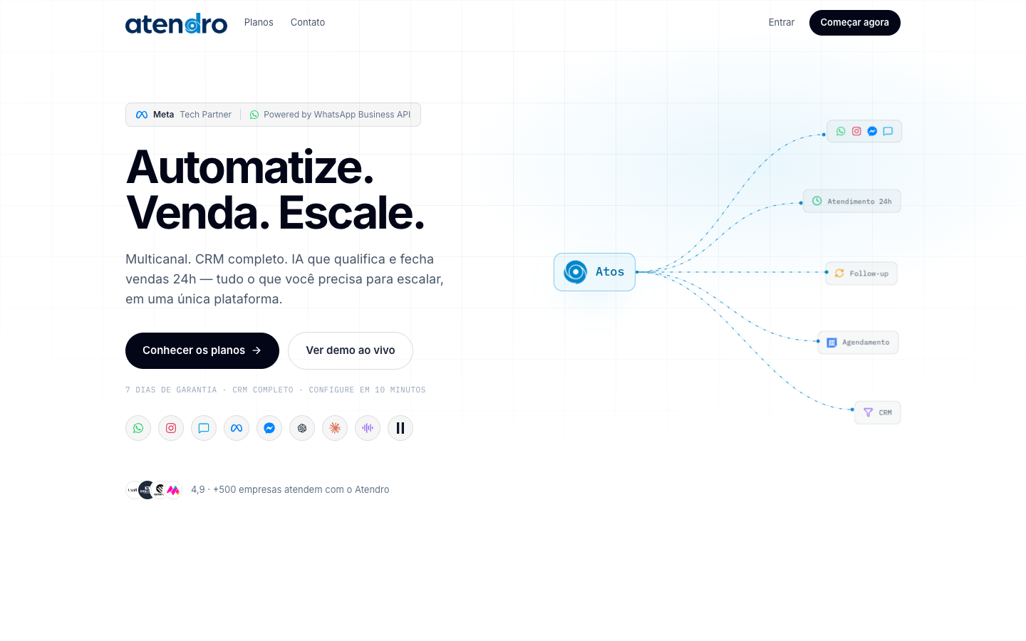 Atendro homepage screenshot