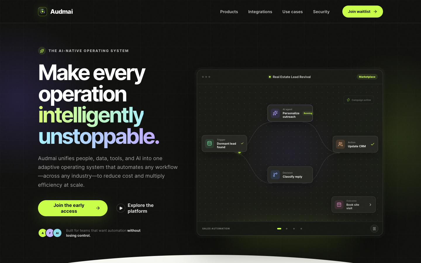 Audmai homepage screenshot