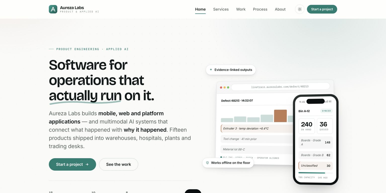 Aureza Labs 首页截图
