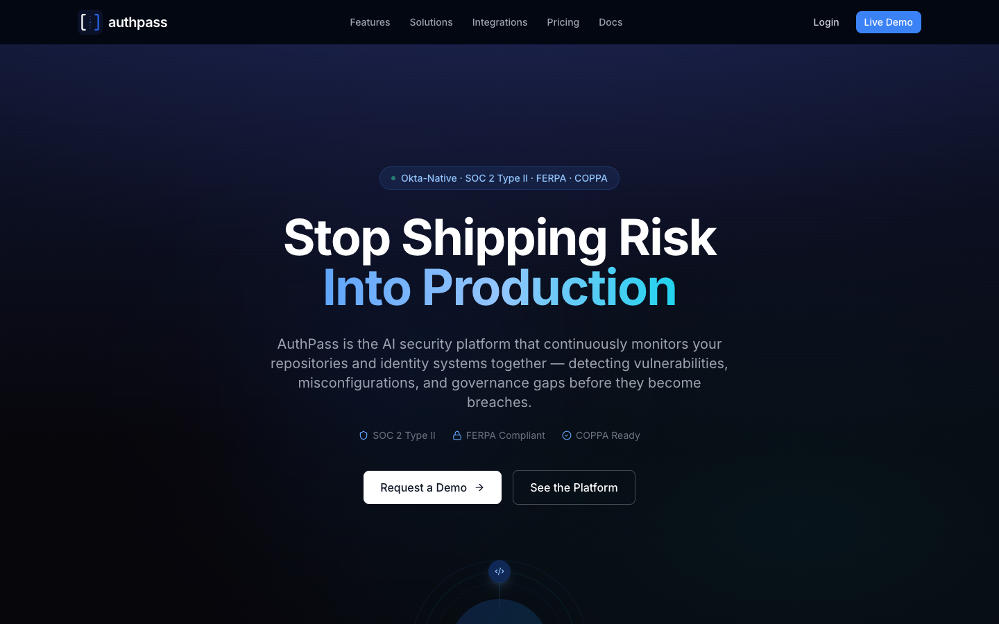 AuthPass homepage screenshot