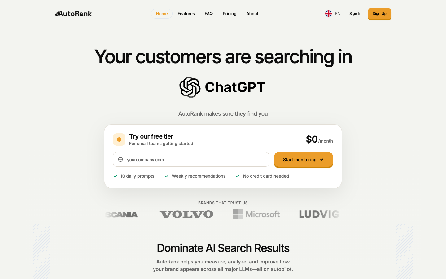 AutoRank 首页截图