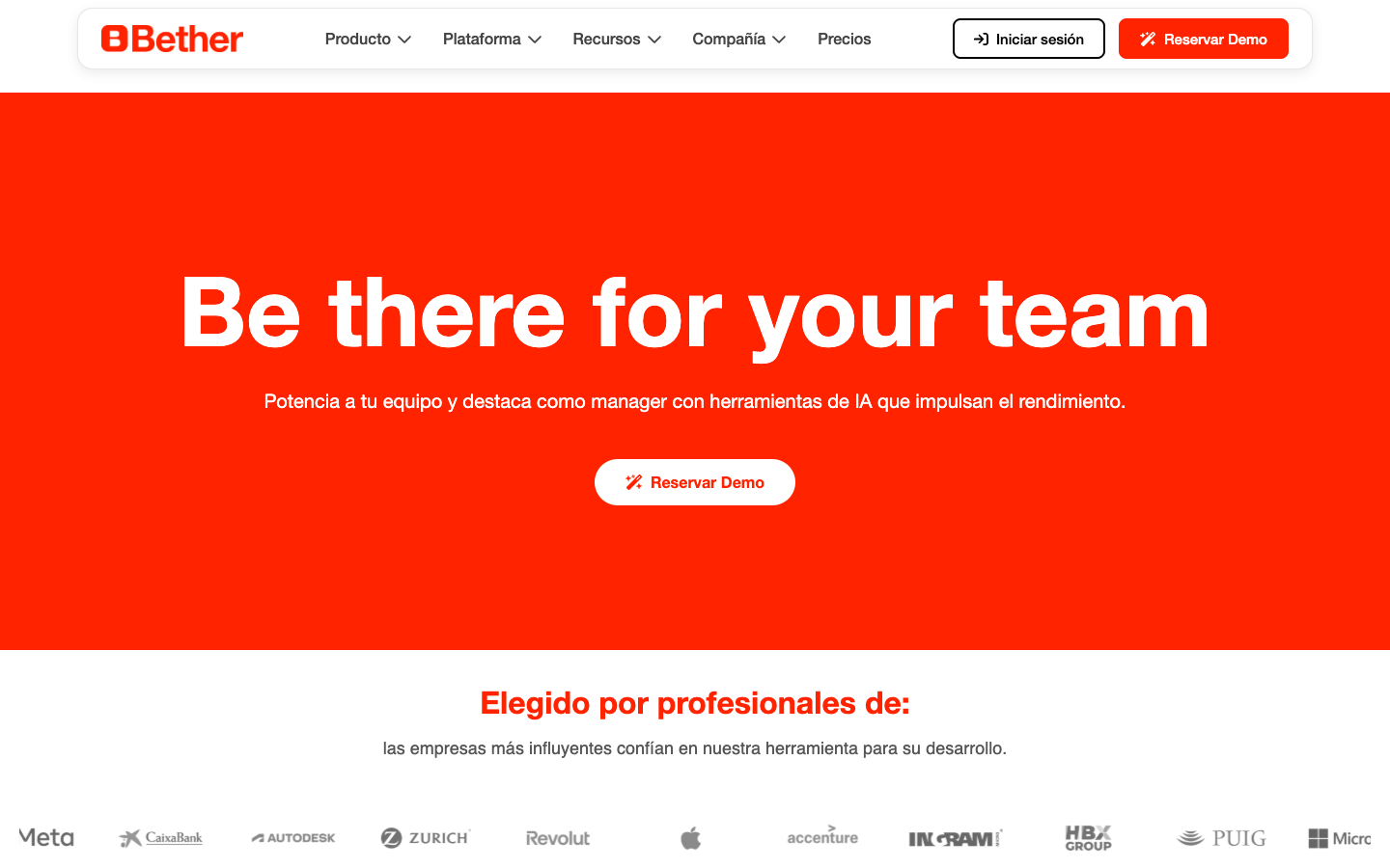 Bether homepage screenshot