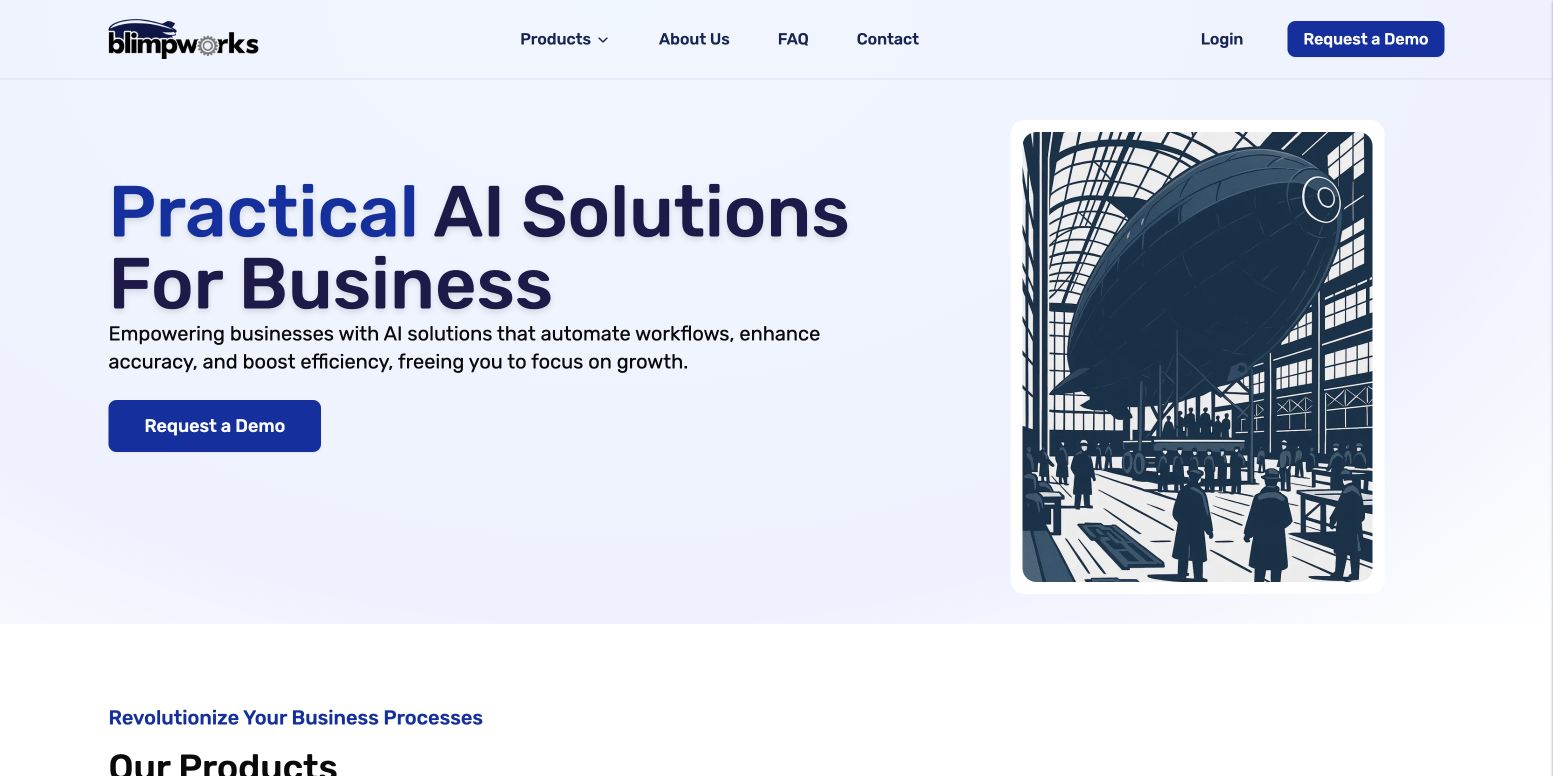 Blimpworks homepage screenshot