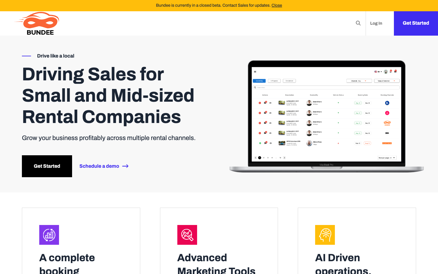 Bundee homepage screenshot