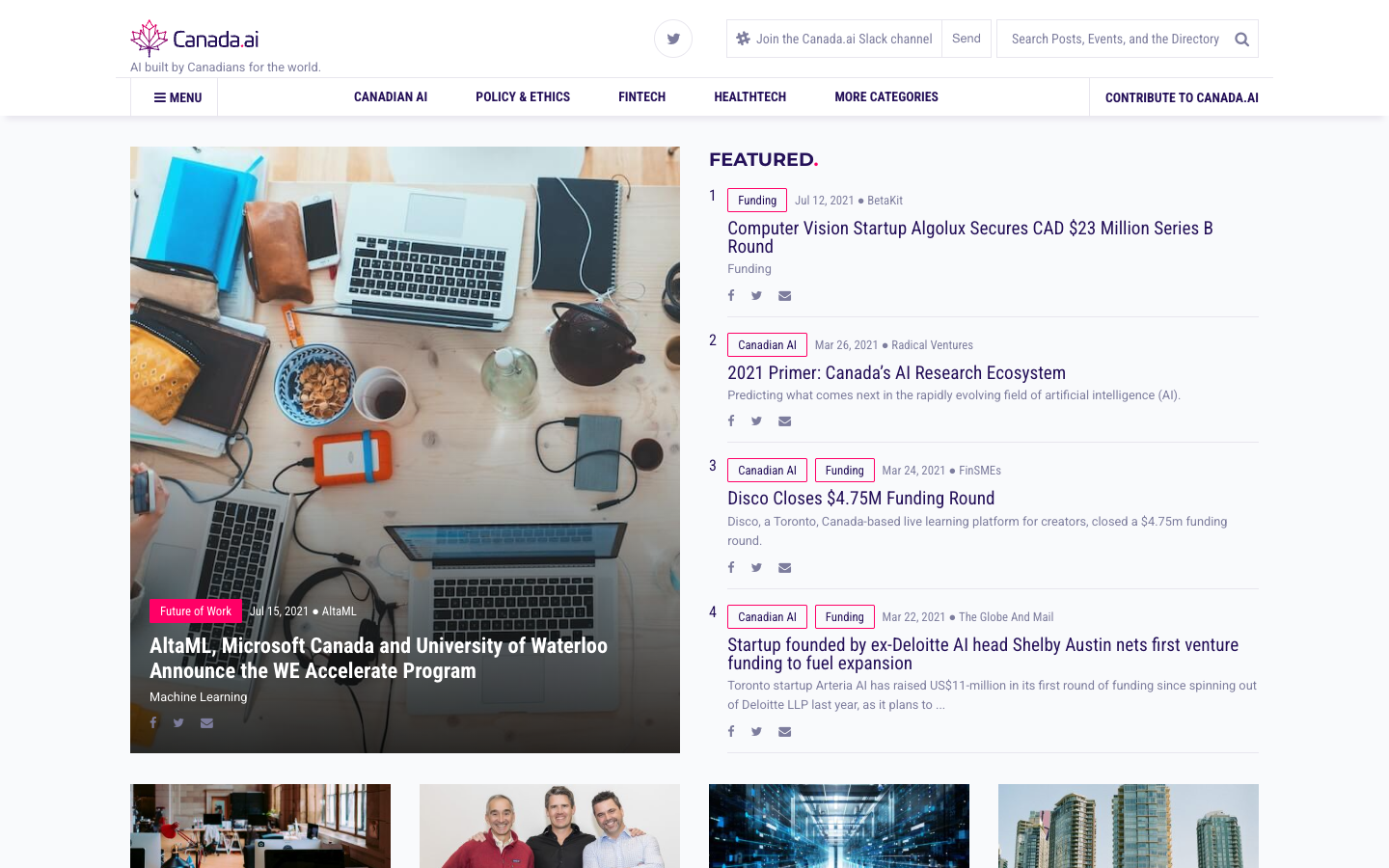Canada AI homepage screenshot