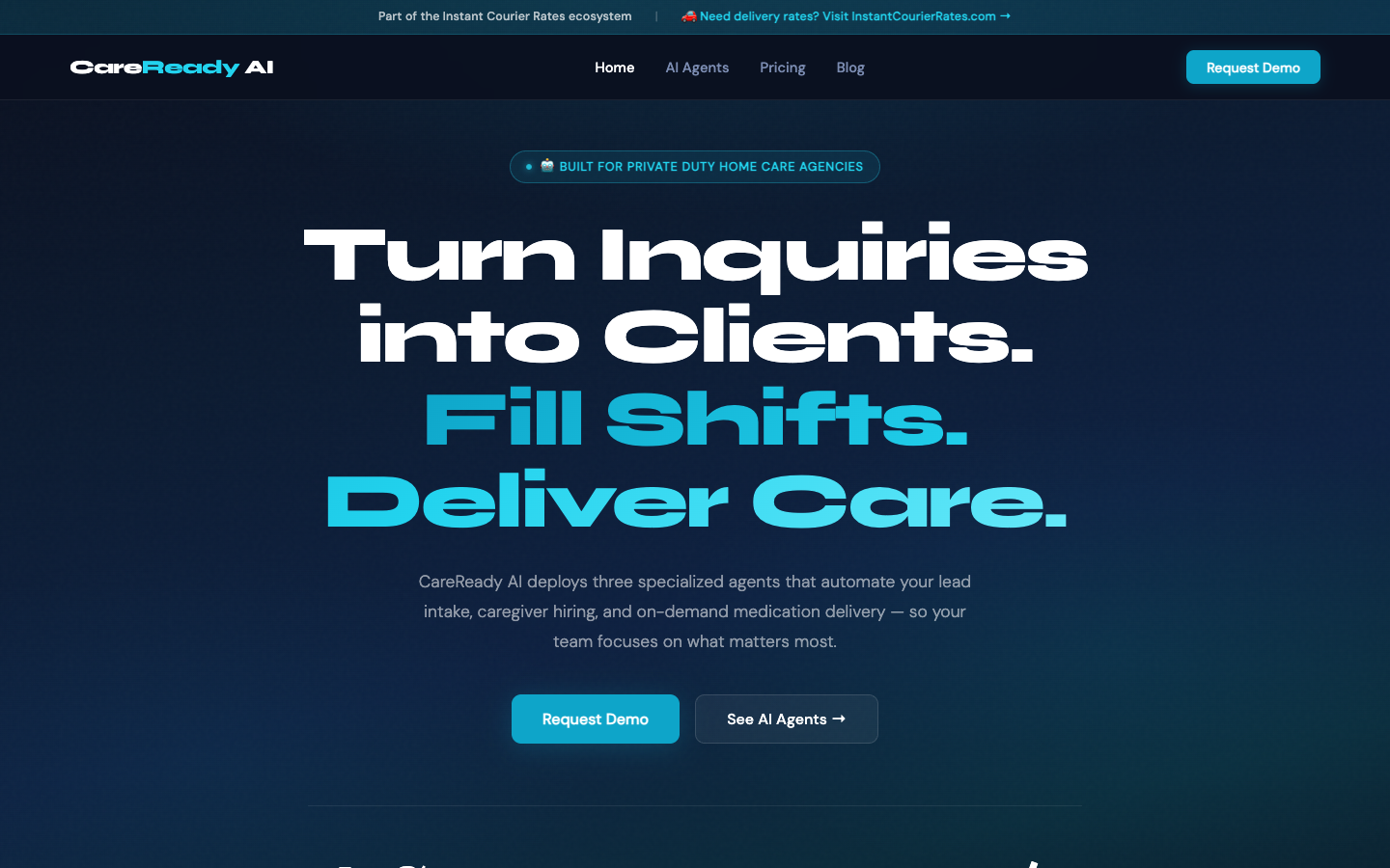 CareReady AI homepage screenshot