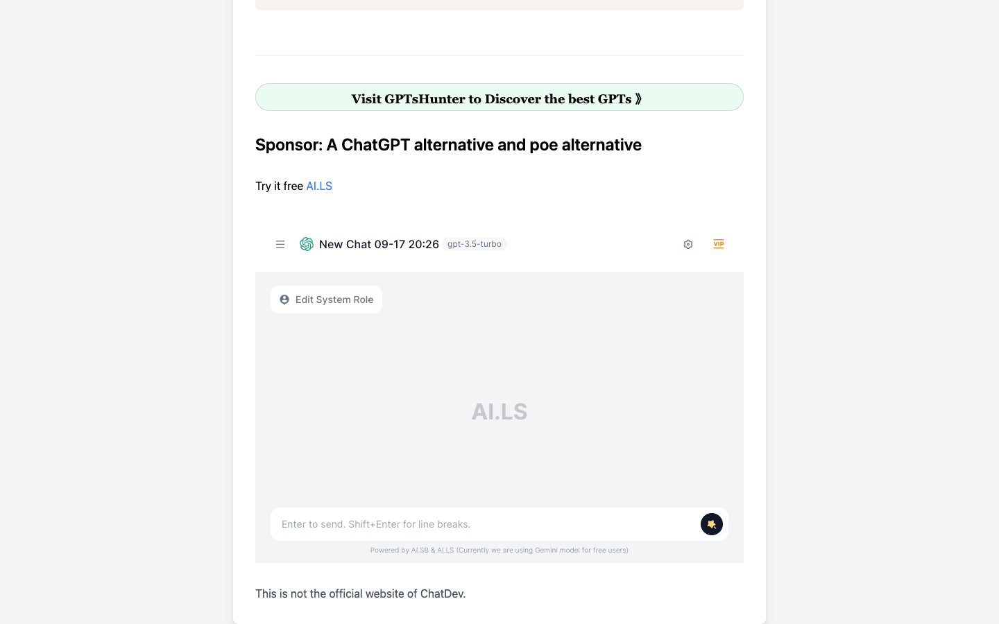 ChatDev homepage screenshot