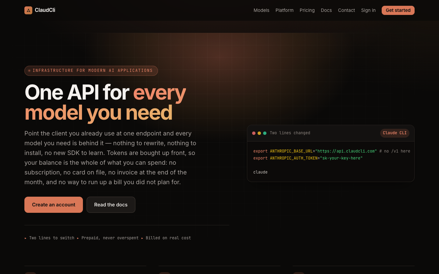 ClaudCli homepage screenshot