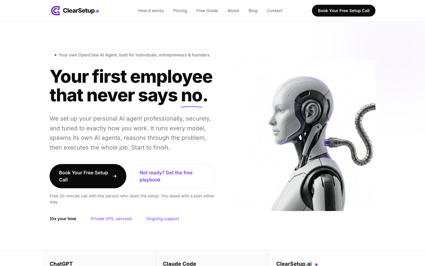 ClearSetup homepage screenshot