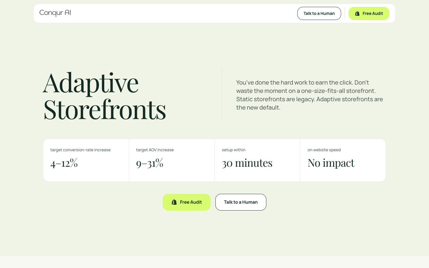 Conqur homepage screenshot