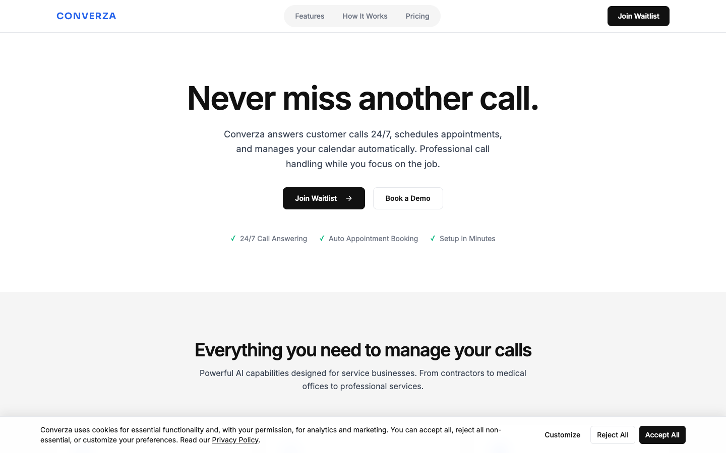 Converza homepage screenshot