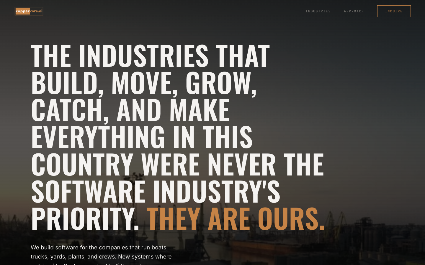 CopperCore homepage screenshot