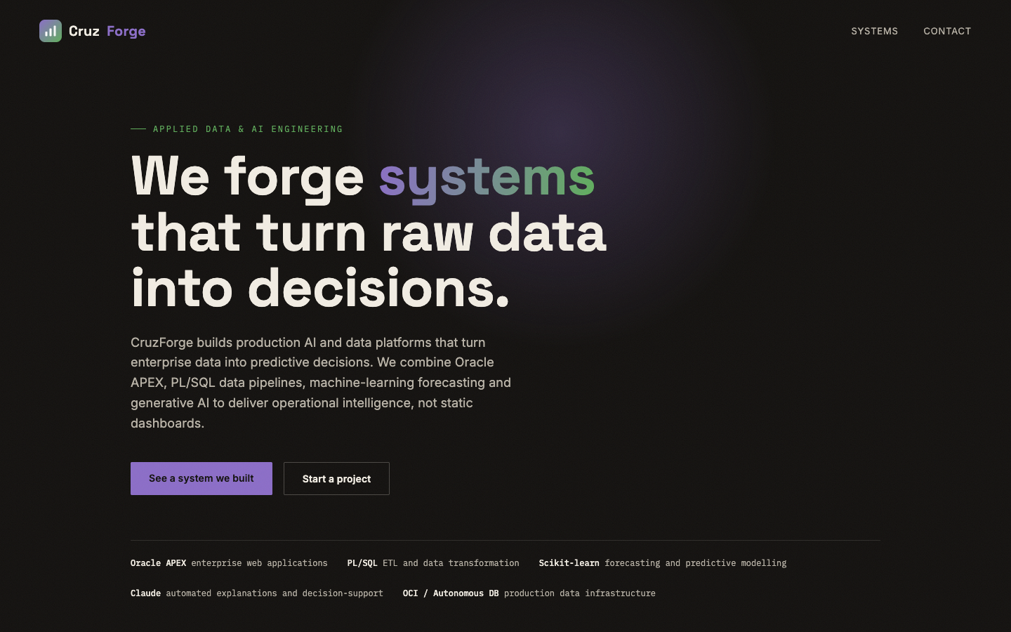 CruzForge homepage screenshot