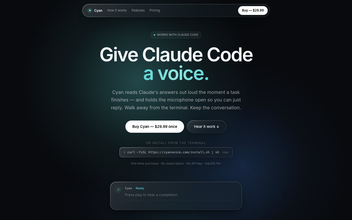 Cyan homepage screenshot