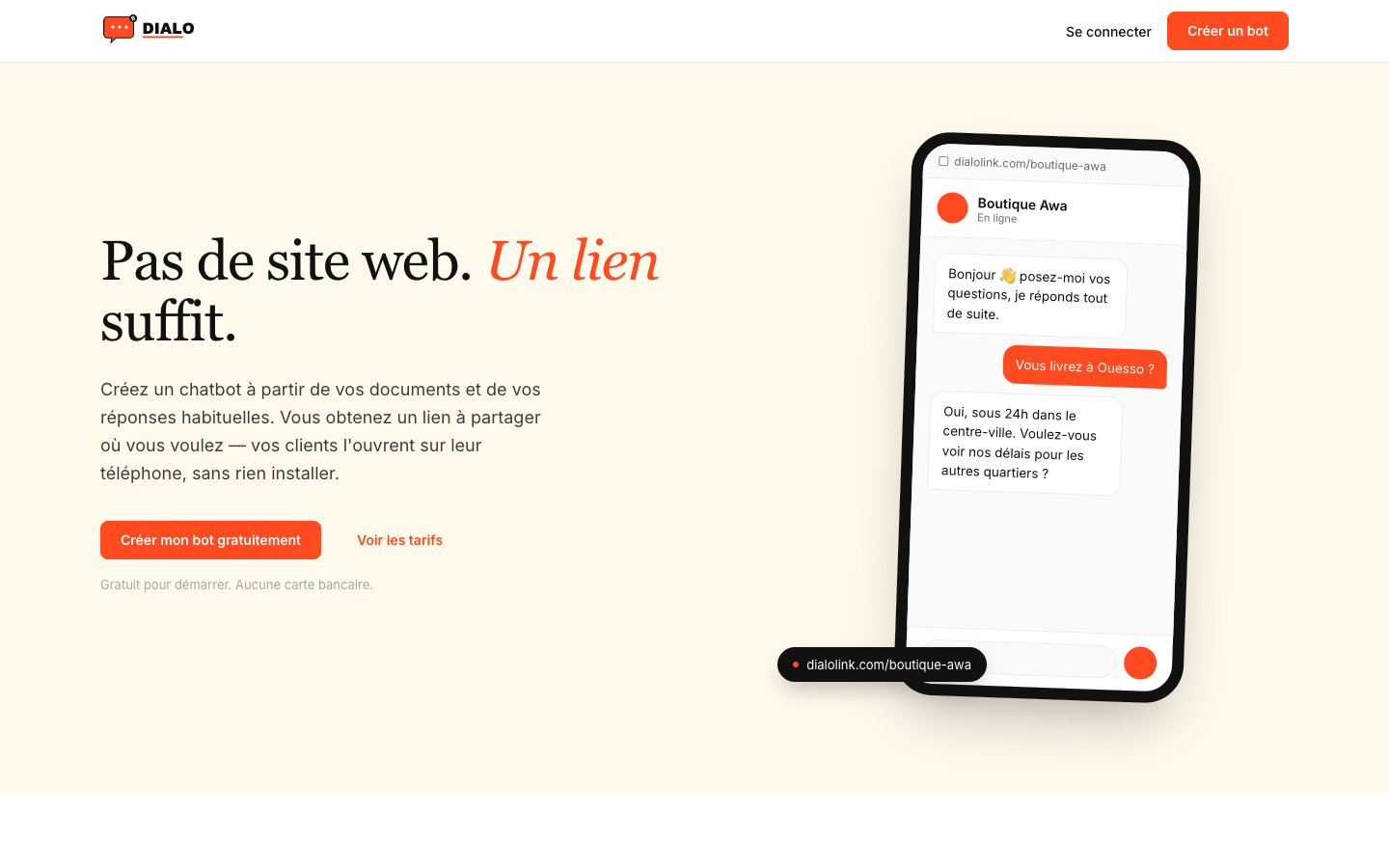 Dialo homepage screenshot