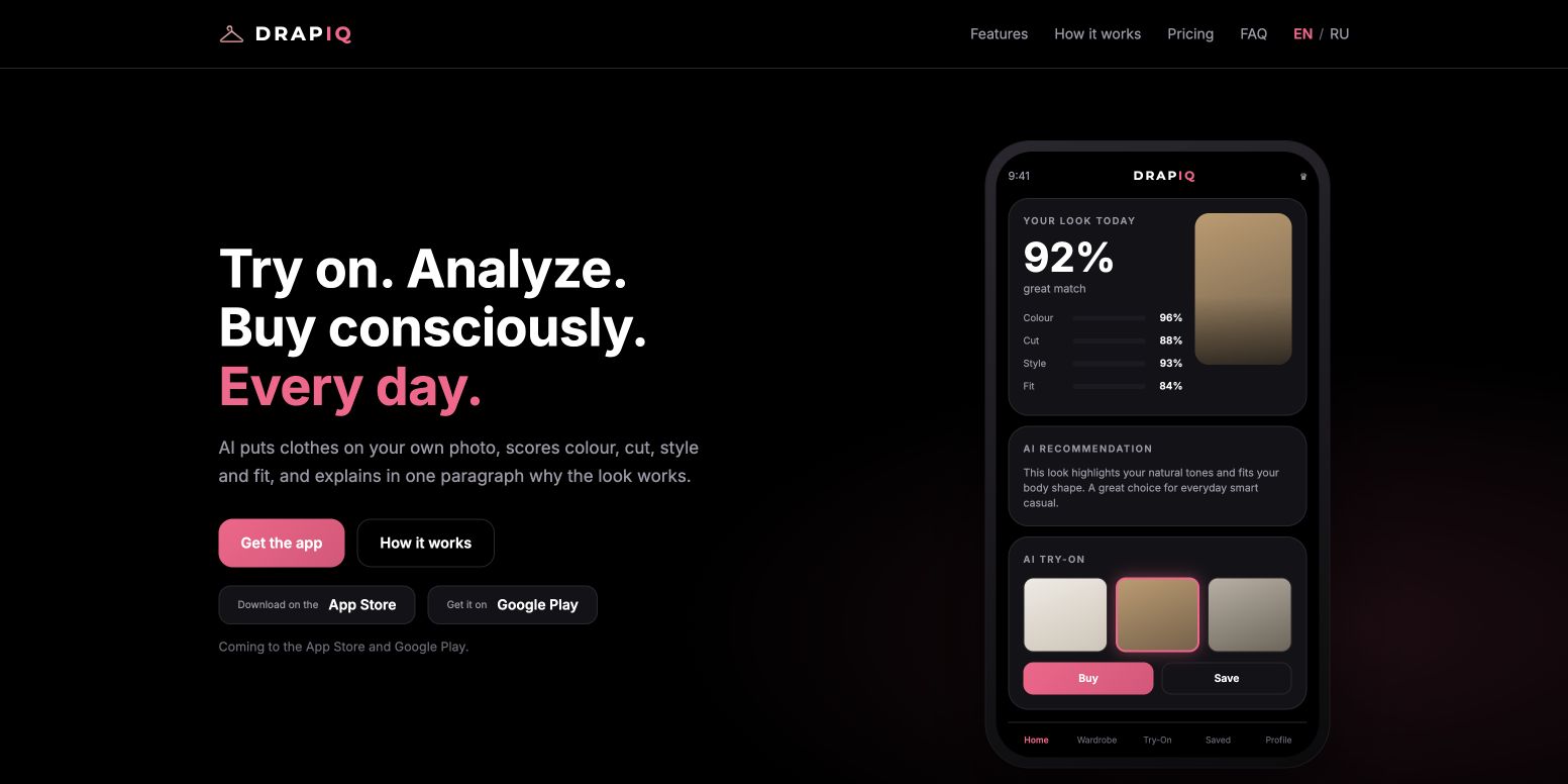 DRAPIQ homepage screenshot