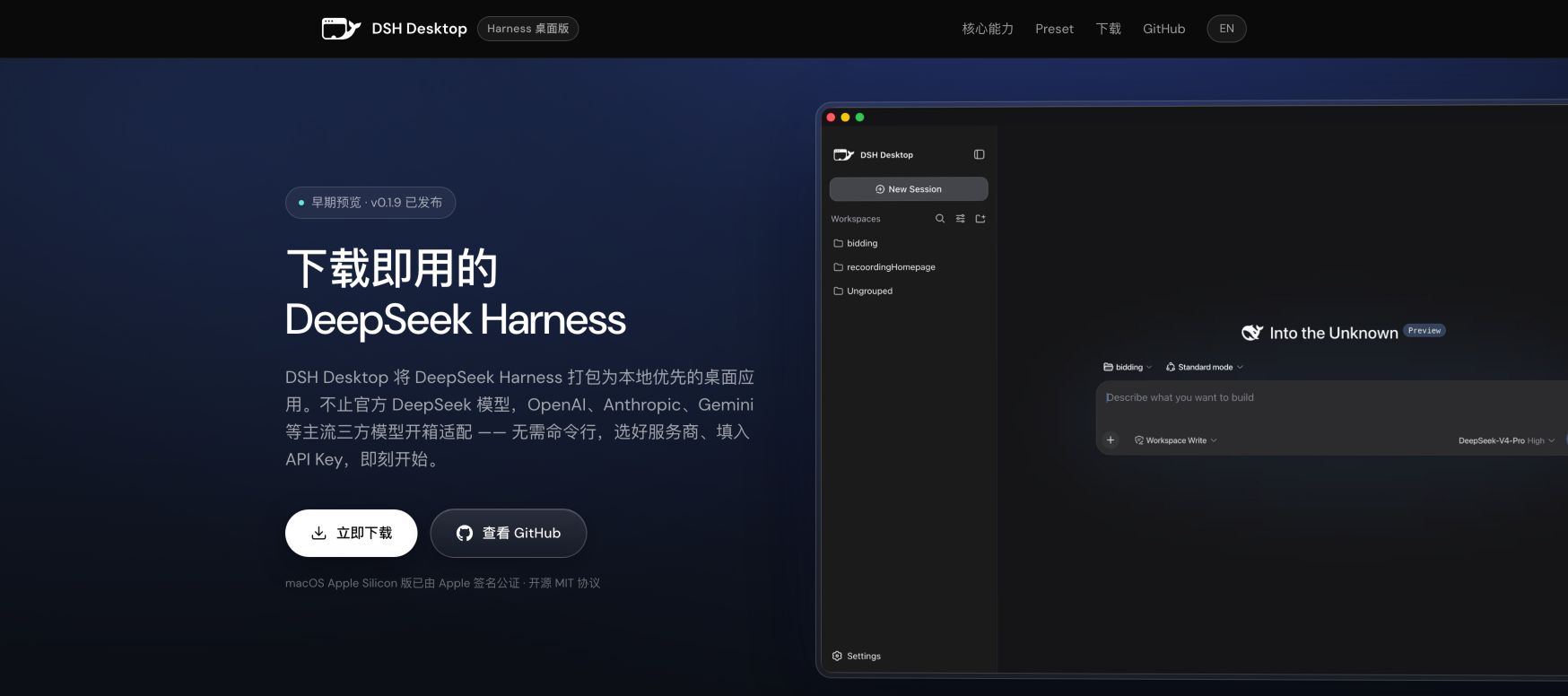 DSH Desktop 首页截图