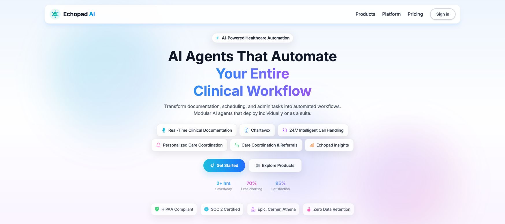 Echopad AI 首页截图
