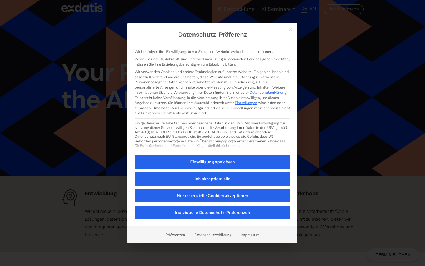 exdatis homepage screenshot