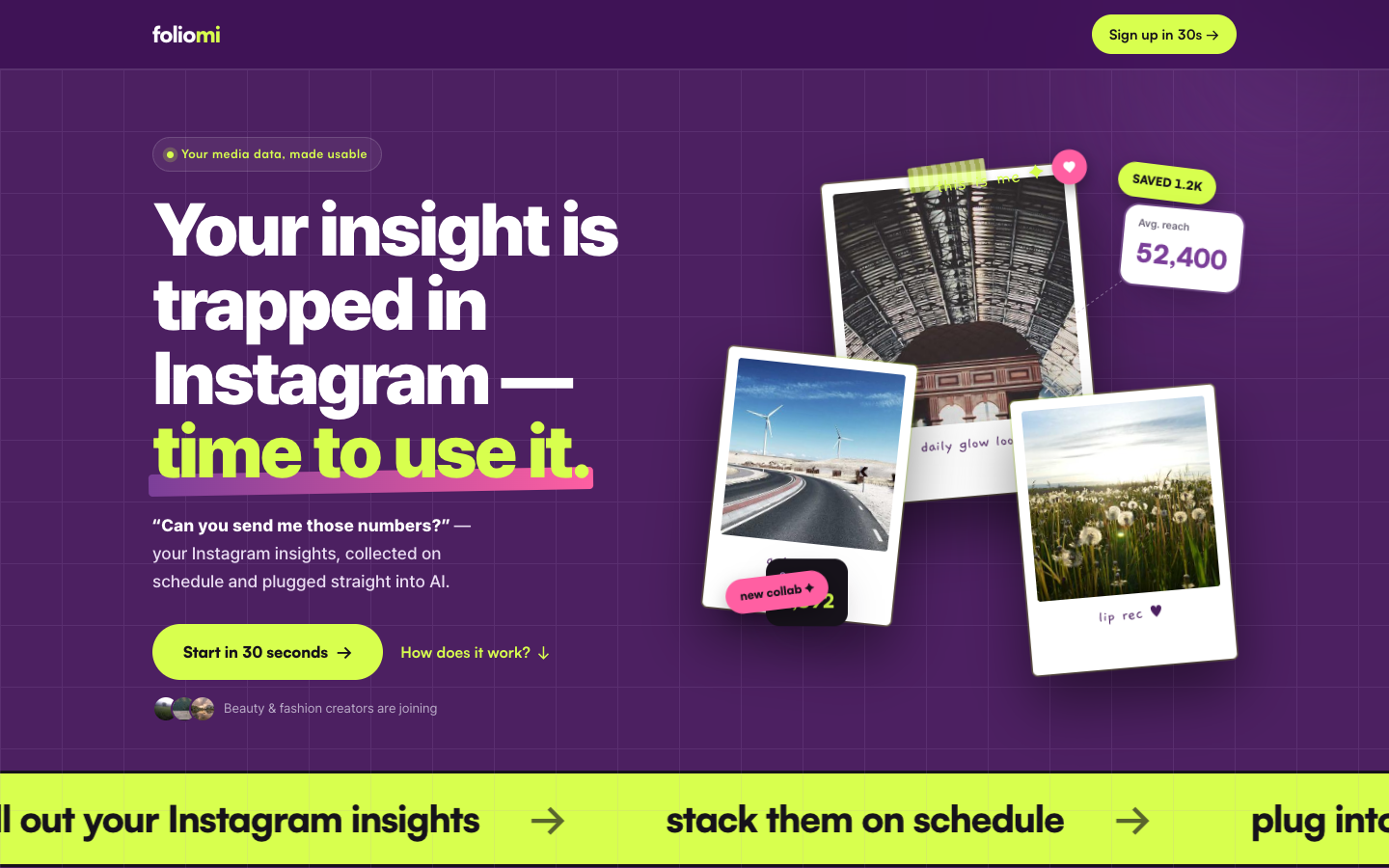 foliomi homepage screenshot