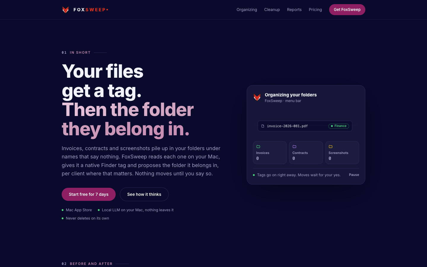 FoxSweep homepage screenshot