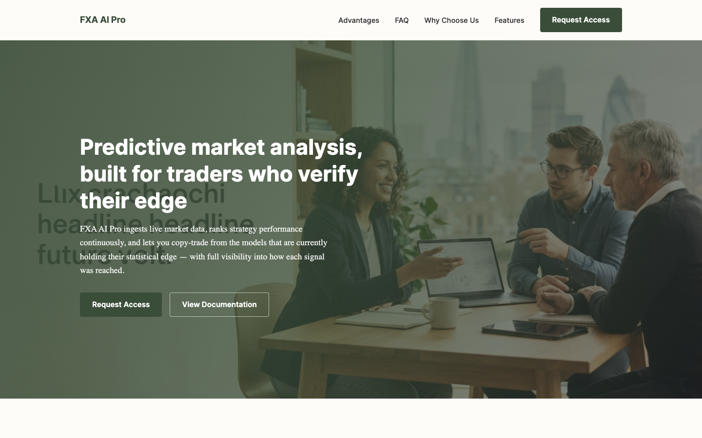 FXA AI Pro homepage screenshot