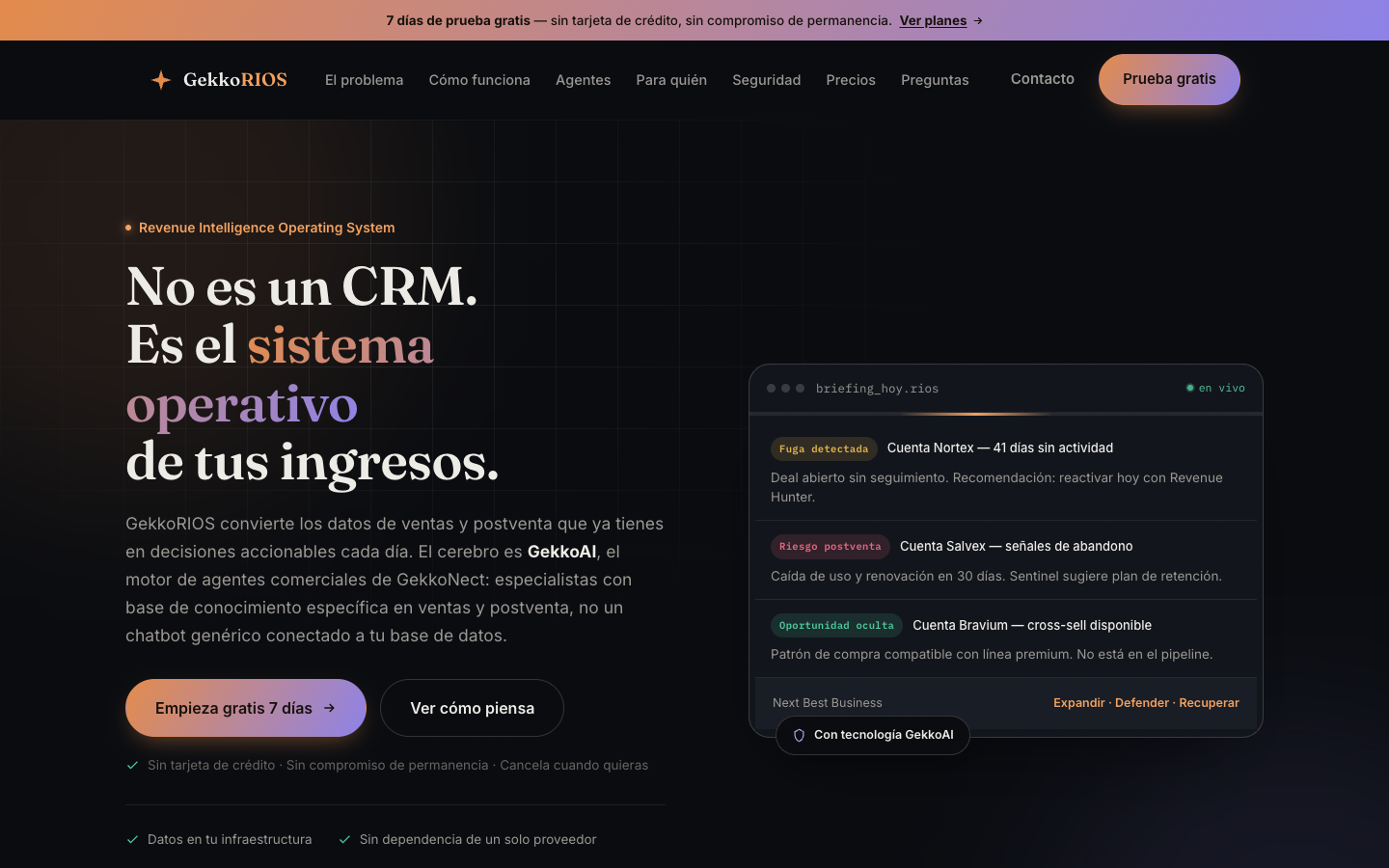 GekkoRIOS homepage screenshot