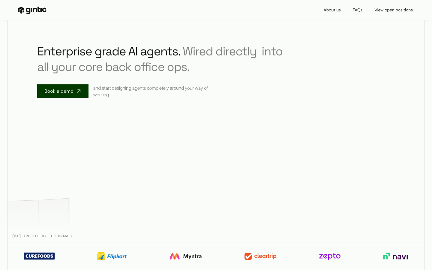 Gintic.ai: Enterprise grade AI agents landing_page