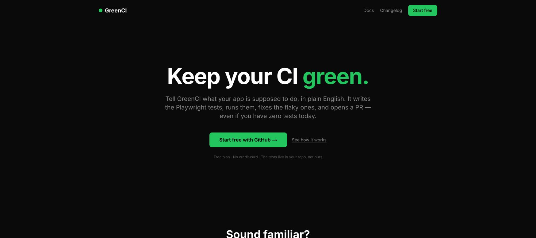 GreenCI 首页截图