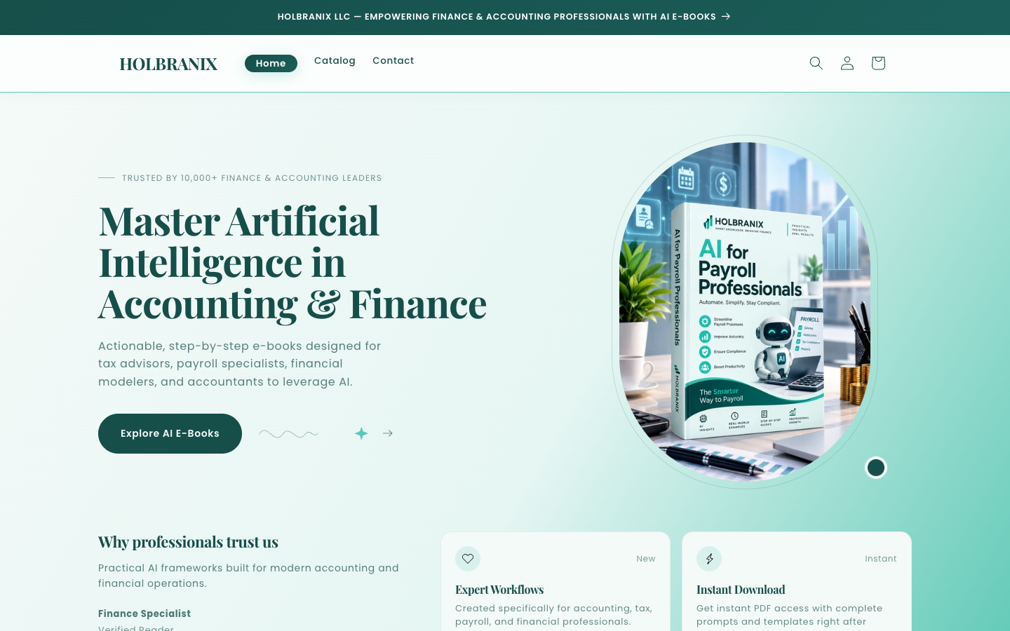 Holbranix homepage screenshot