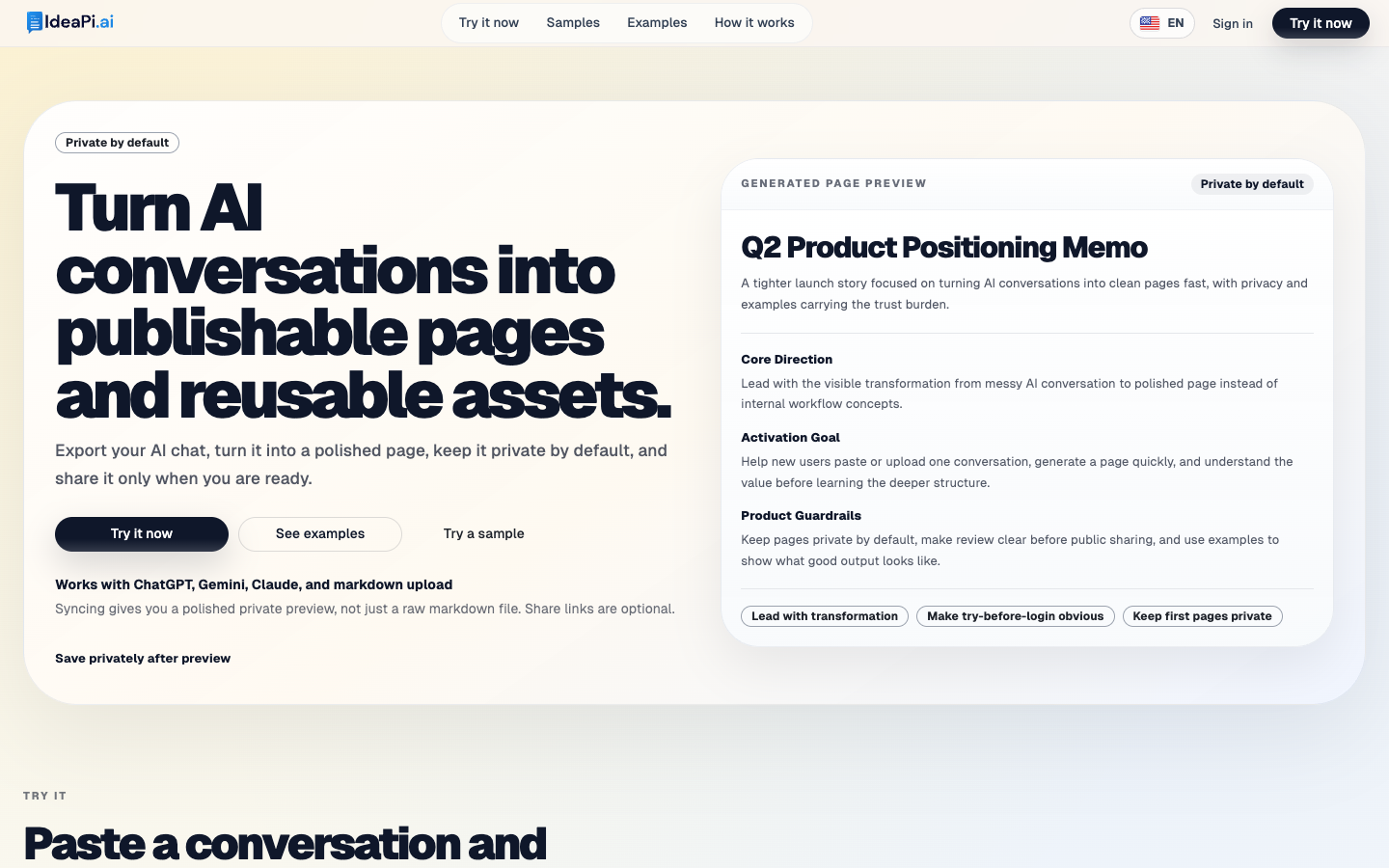 IdeaPi homepage screenshot