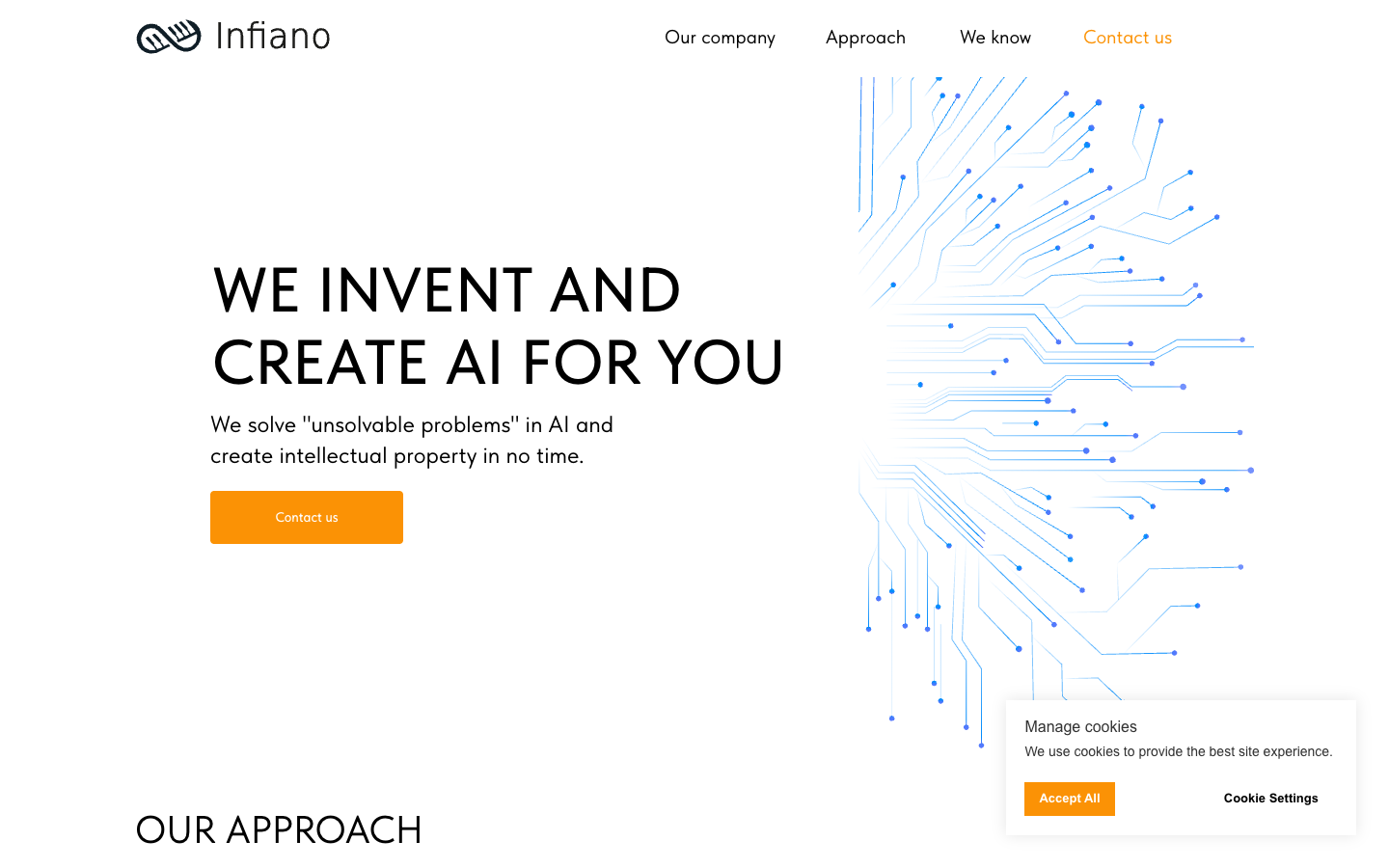 Infiano AI homepage screenshot
