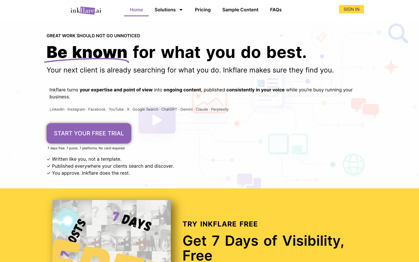 Inkflare homepage screenshot