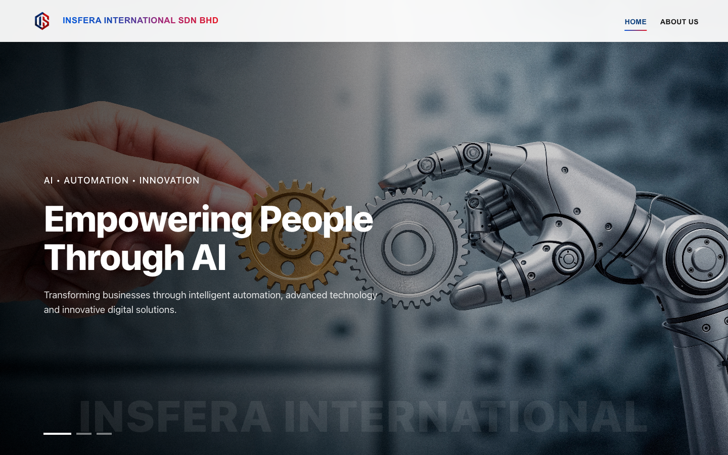 Insfera International homepage screenshot