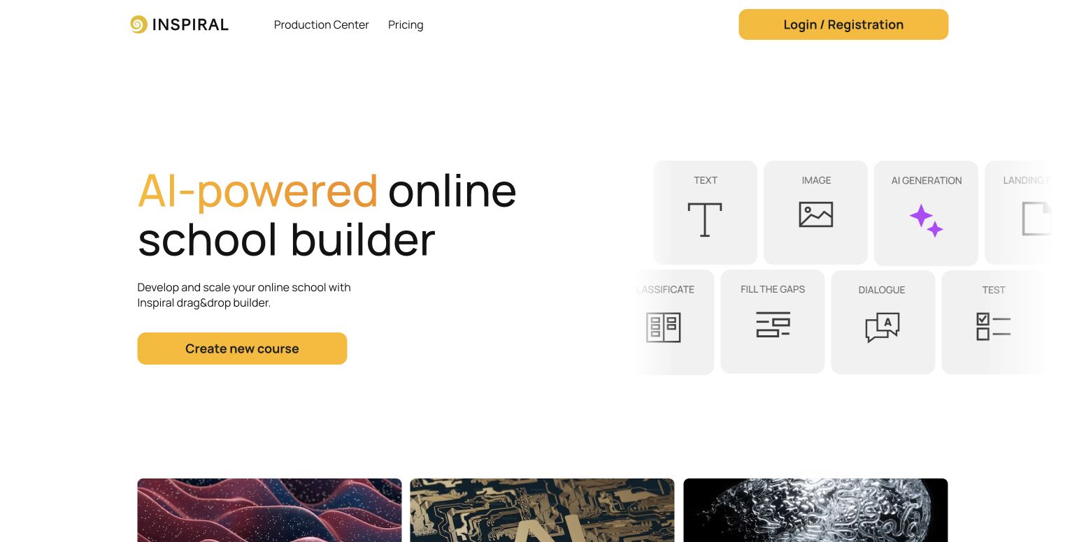 Inspiral homepage screenshot