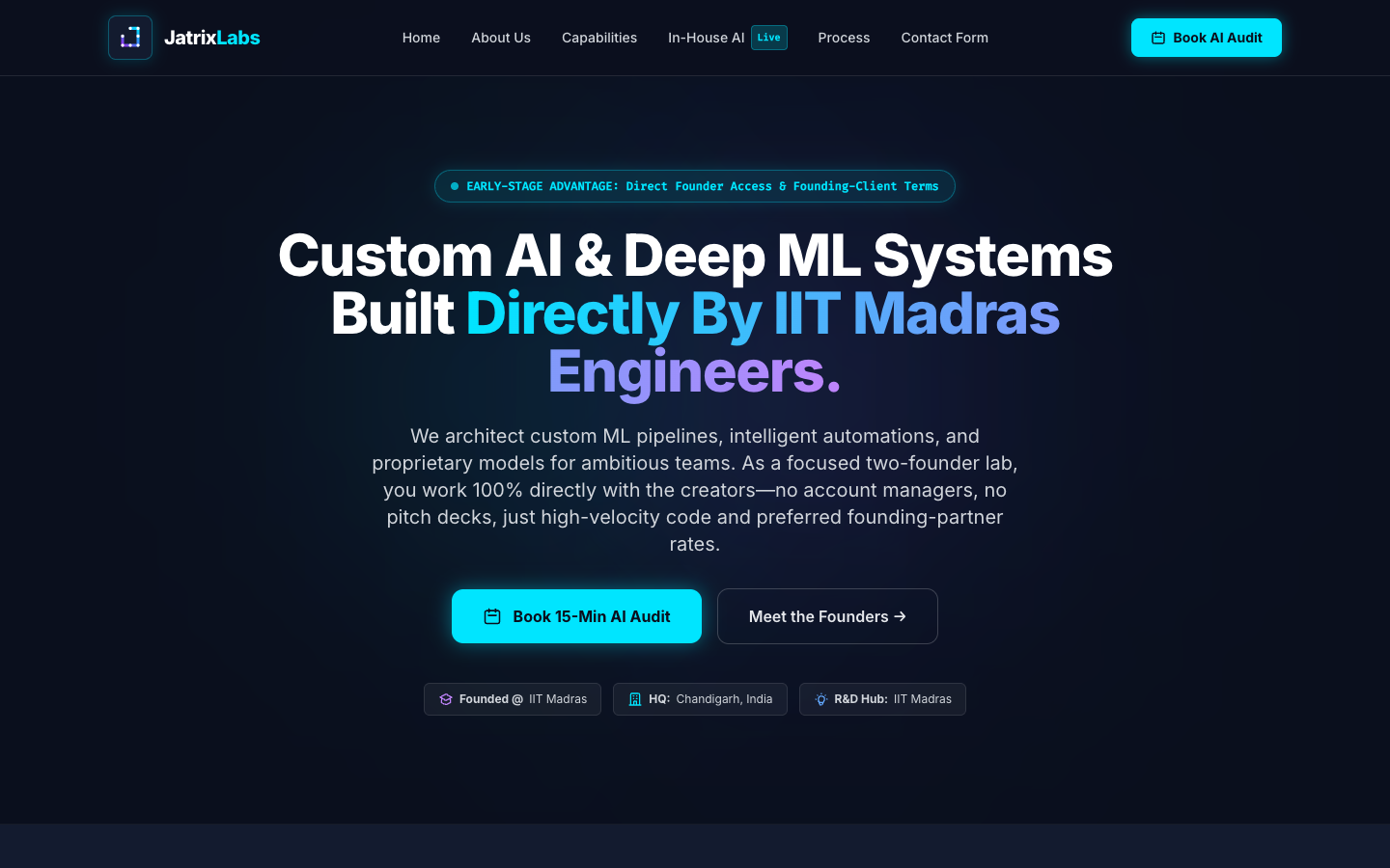 Jatrix Labs homepage screenshot