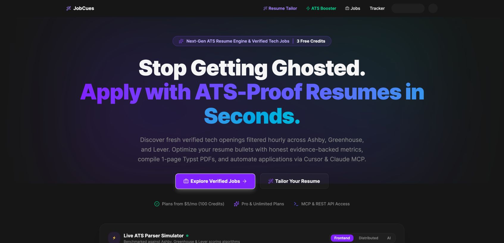 JobCues 首页截图