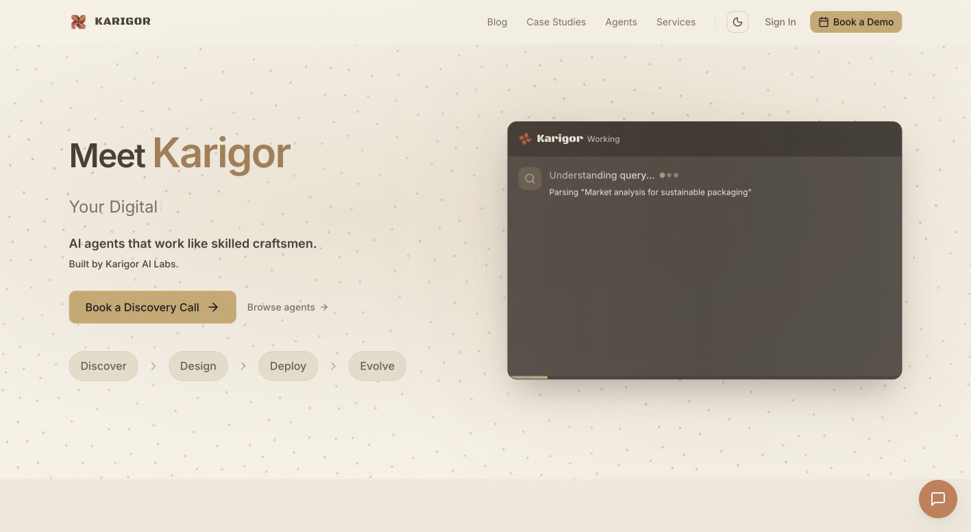 Karigor AI Labs 首页截图