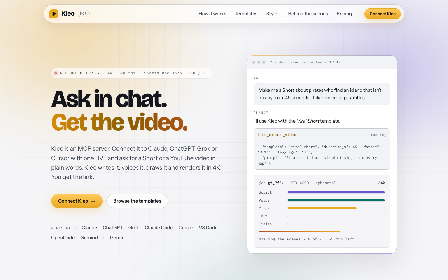 Kleo homepage screenshot