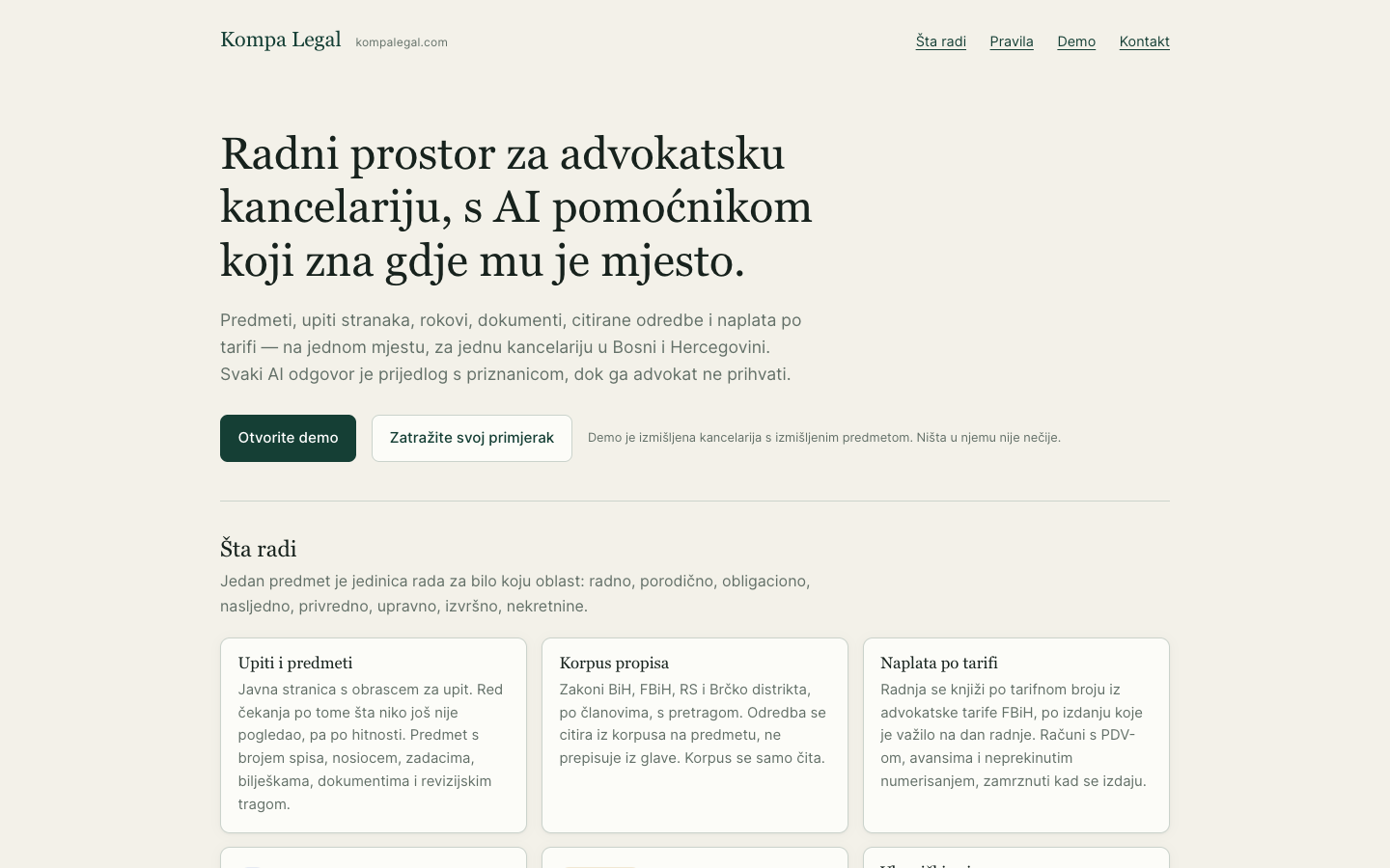 Kompa Legal homepage screenshot