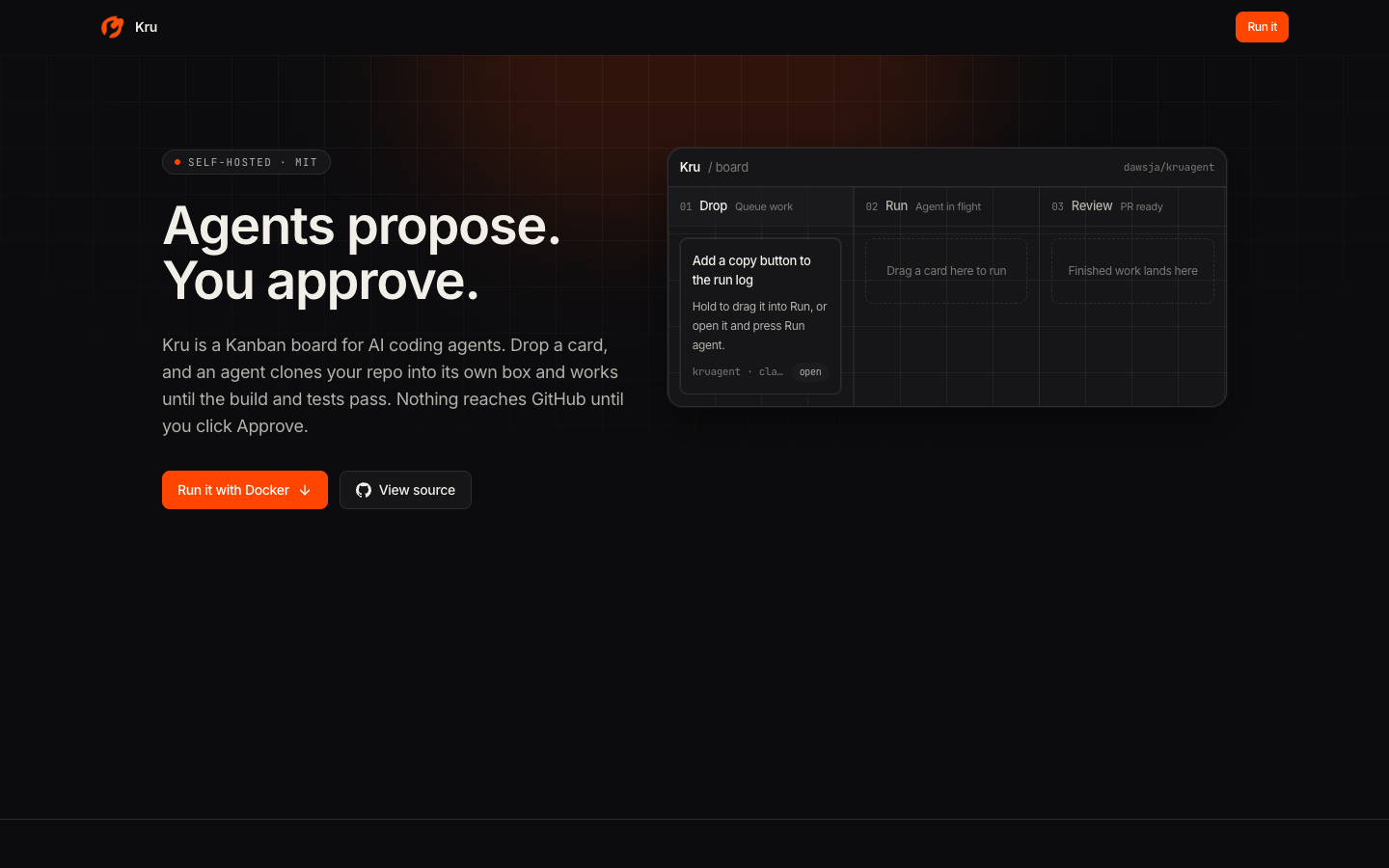 Kru homepage screenshot
