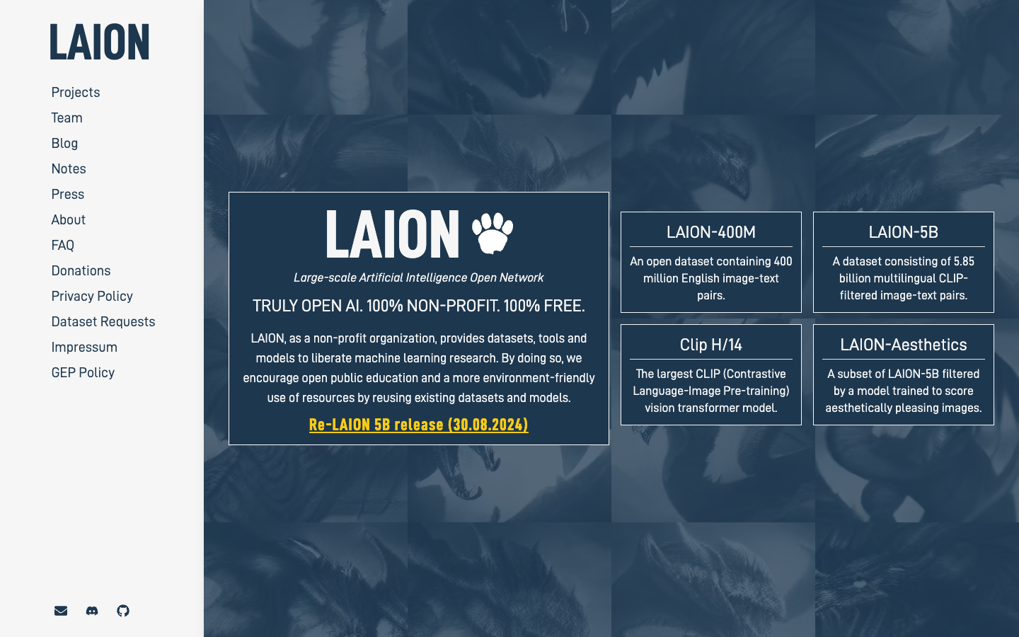 LAION homepage screenshot