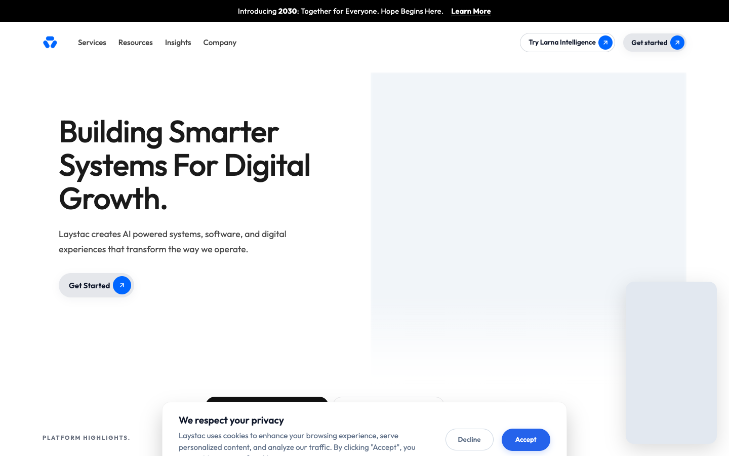 Laystac homepage screenshot