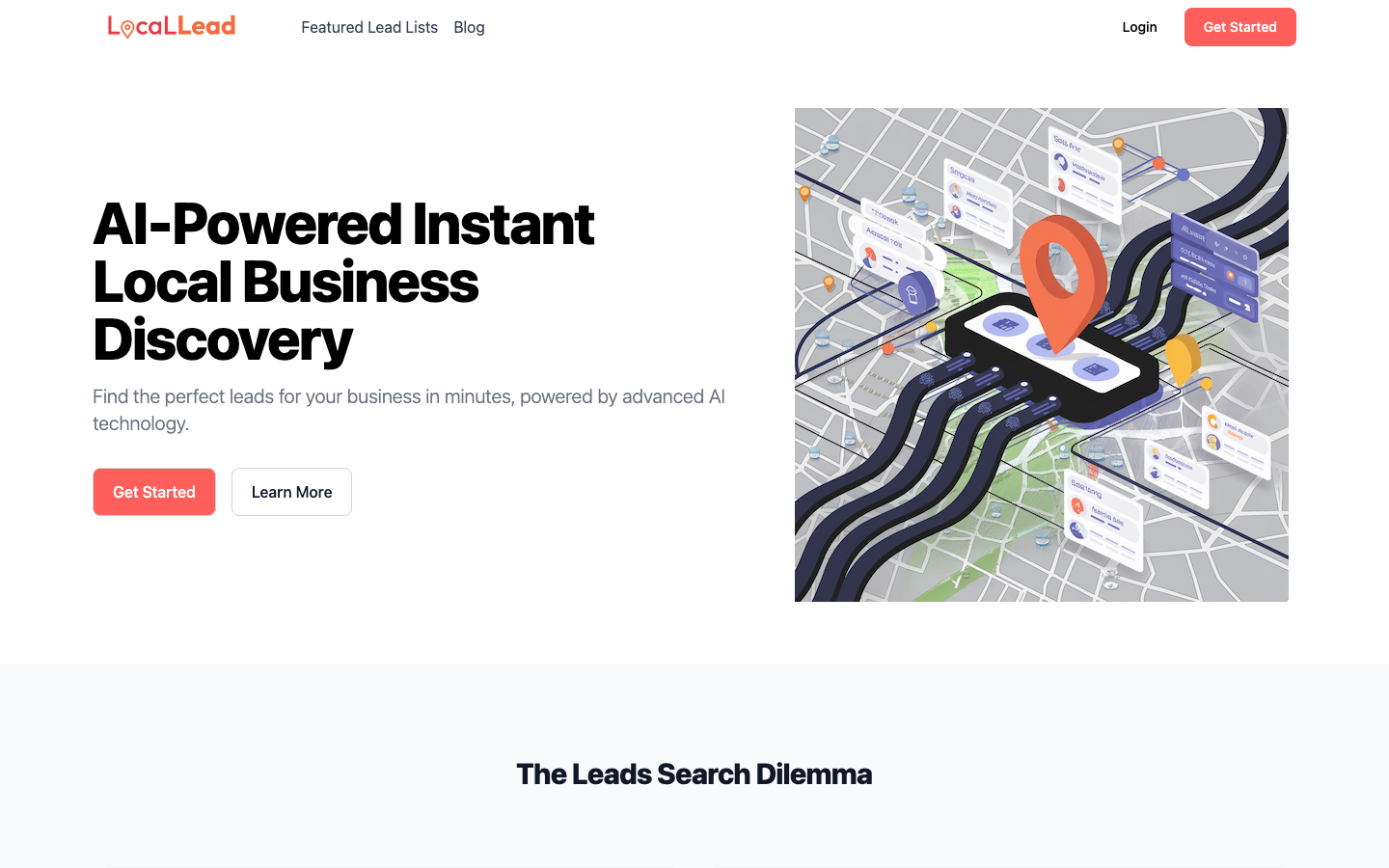 LocalLead homepage screenshot