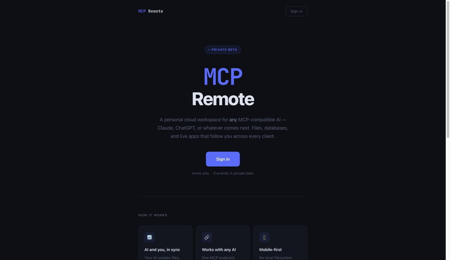 mcpremote.com 首页截图