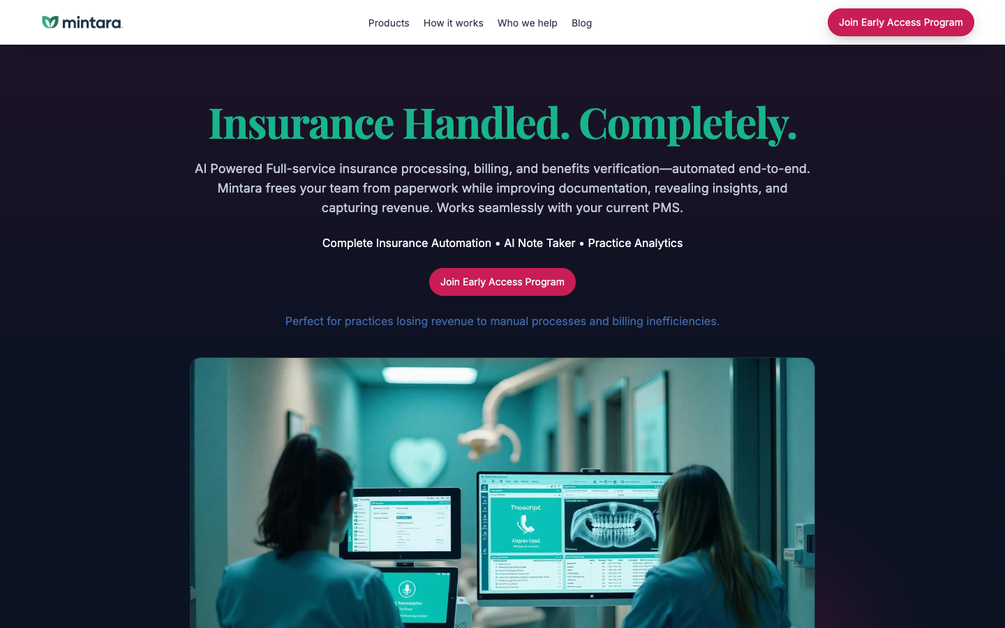 Mintara homepage screenshot