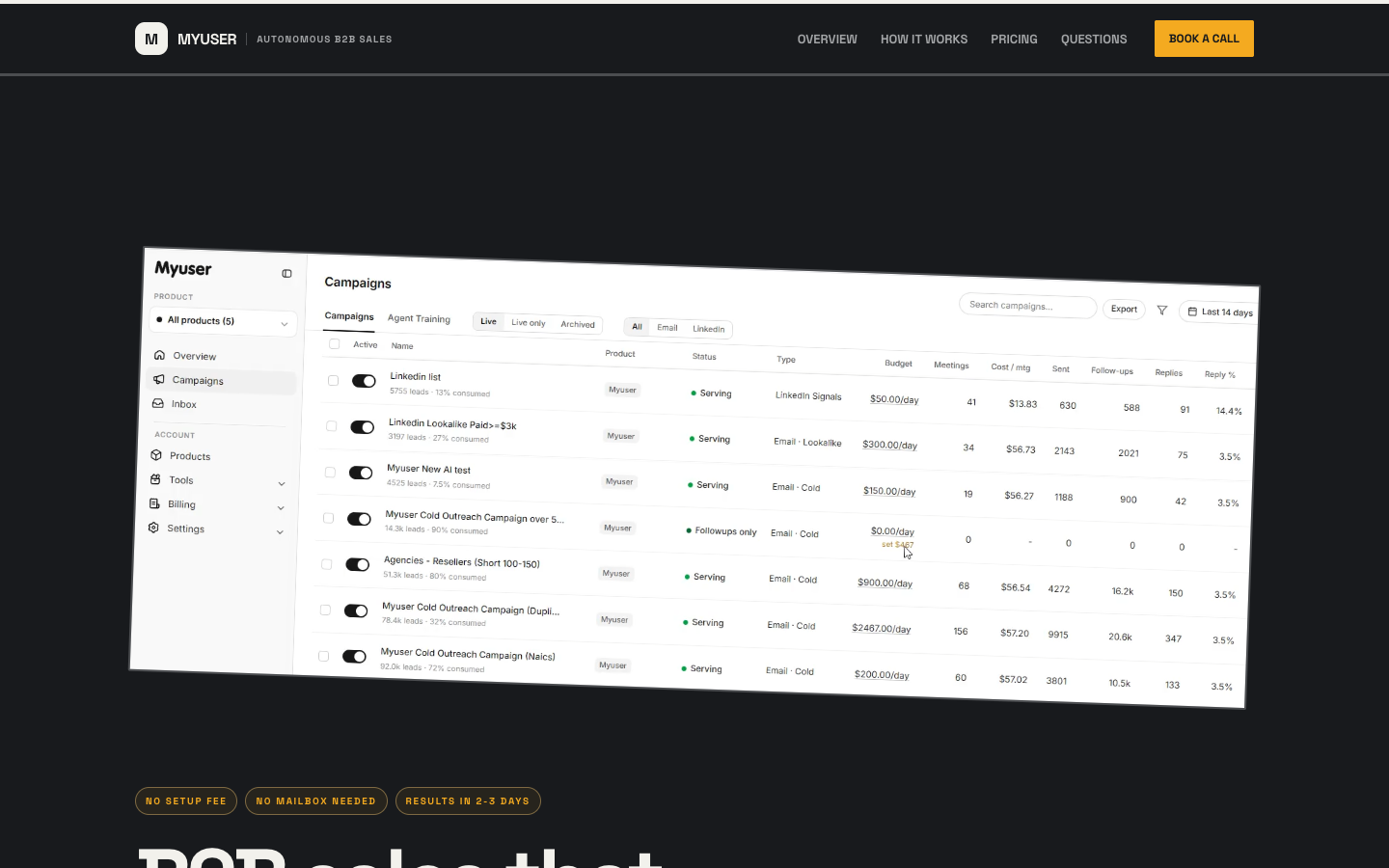 Myuser homepage screenshot