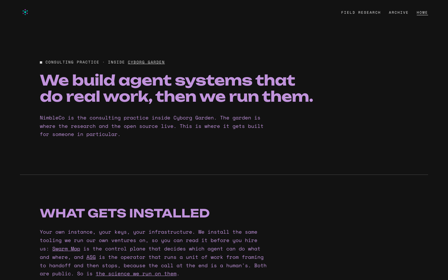 NimbleCo homepage screenshot