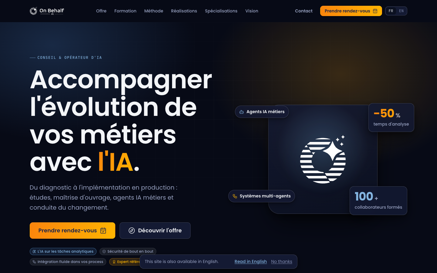 On Behalf AI homepage screenshot